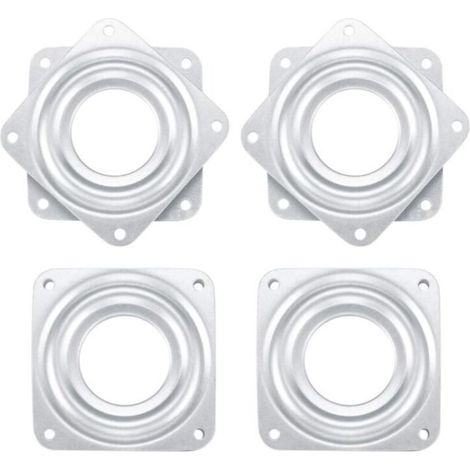 Lot de 4 roulements à billes rotatifs carrés avec plaque de roulement à billes en acier, (7,6 cm/68 kg) plaque pivotante à 360 degrés pour table TV