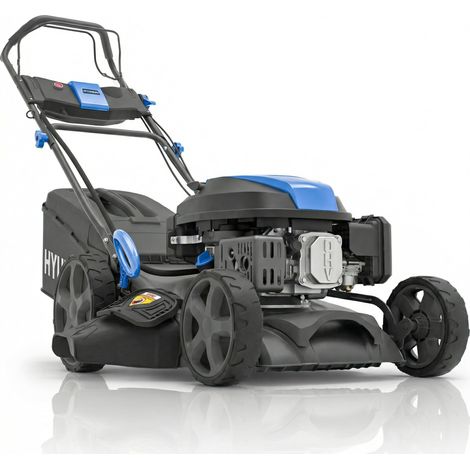 Tondeuse à Gazon Thermique Autotractée Noire 43 cm, Démarrage Électrique, Moteur 139 cm3 3,7 CV, Coupe 4-en-1 Mulching - HYM17150SPEX-EU (1/5)