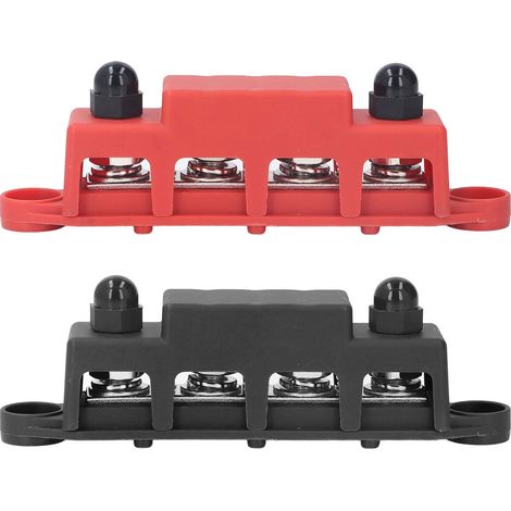 48V 250A Stromverteilerleiste, 2-teiliges, robustes 4-poliges M10-Anschlussmodul, Gleichstrombox für Wohnmobile und Boote, rot und schwarz (1/5)