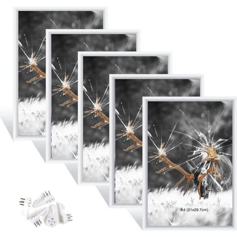 Dmyifan 5er Set Weiß Bilderrahmen DIN A4 Plexi-Glas Portraitrahmen (1/5)