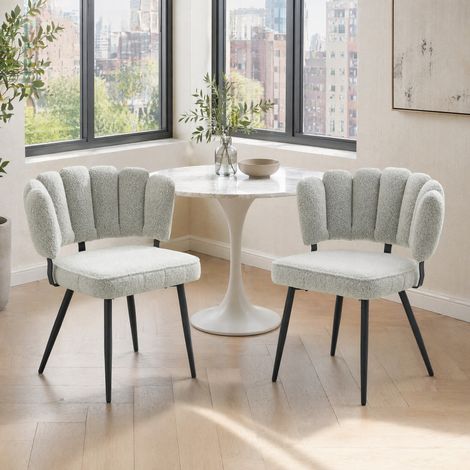 Chaise salle manger velours gris clair métal noir OKMYHOME (1/5)