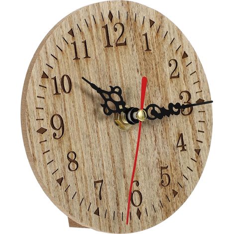 Horloge Murale Design Délicat et Silencieux Ronde Rétro en Bois Chiffres Larges Affichage Précis du Temps pour Maison et Bureau (1/5)