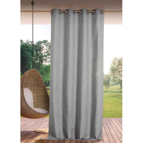 Rideau extérieur ROOFTOP 140 x 265 cm – Œillets anti-rouille – 100% polypropylène - 140x265cm - Gris