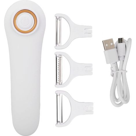 Éplucheur de Pommes de Terre électrique 3 Éplucheur électrique Éplucheur D'asperges USB Portable Éplucheur de Fruits et Légumes Rechargeable avec 3 Têtes de Coupe pour la Maison Éplucheur électrique M (1/5)