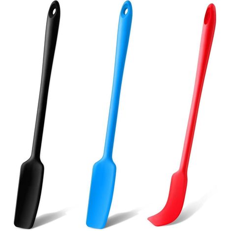 3er Set Silikon Teigschaber mit langem Griff, hitzebeständig, 28,5cm