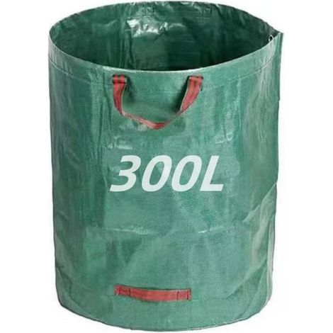 Sacs à déchets de jardin ultra-résistants de 300 L avec poignées, réutilisables, pour les déchets de jardin, les tontes, les déchets végétaux, l'herbe et les feuilles. (1/5)