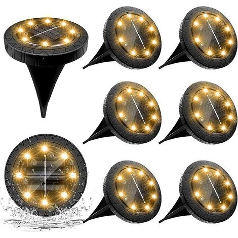 Lot de 4 lampes solaires LED d'extérieur pour jardin - Projecteurs solaires étanches blanc chaud avec panneau solaire décoratif - Pour l'éclairage paysager (1/5)