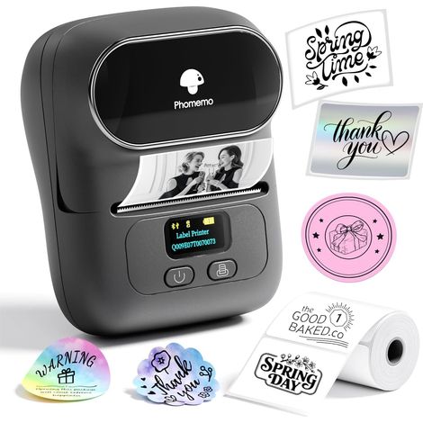 Bluetooth Label Printer Self-Adhesive Thermal Label Printer for Business, Office, QR Code, Logos, Retail, Label Maker Compatible with Phones and PC System – Grey (1/5)