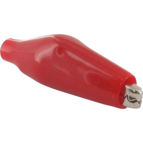 Lot De 10 Pinces Alligator 31mm. Gainé Rouge (négatif). Réassort De Notre Coffret 9218341.