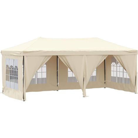 vidaXL Tenda per Feste Pieghevole con Pareti Laterali Crema 3x6 m (1/5)