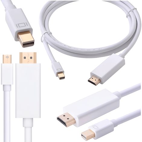 Adaptateur câble Mini DP DisplayPort vers HDMI blanc de 1,8 m (1/5)