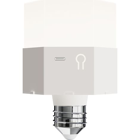 Bombilla LED recargable con control remoto de 5000 mAh, E27, 3 W, funciona con pilas, regulable, 3 temperaturas de color + RGB, táctil, ideal para camping y emergencias (paquete de 2)