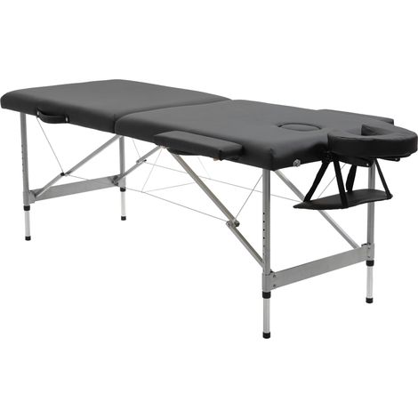Table de massage pliable, table de massage professionnelle 7 zones, réglable en hauteur, capacité de charge jusqu'à 130 kg, idéale pour les spas et les salons de beauté, noire (1/5)