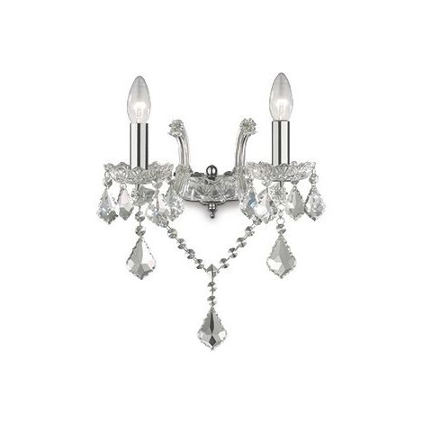 Ideal Lux Florian - 2 Light Indoor Glass Candle Wandleuchte Chrom mit Kristallen, E14 (1/2)