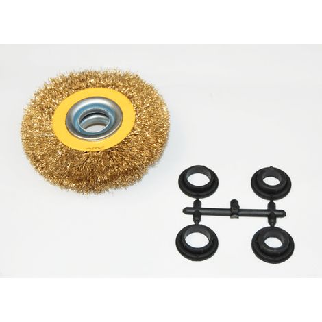 SPAZZOLA PER MOLA DA BANCO SMERIGLIATRICE DIAMETRO 100 x 20 mm ADATTATORI 804