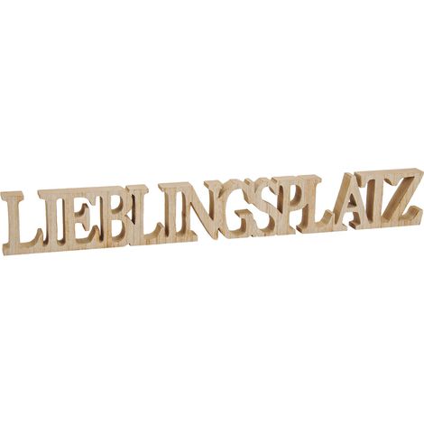 XXL Holz Aufsteller LIEBLINGSPLATZ - 60 x 8 cm - Deko Schriftzug groß - Wohndeko Tischdeko Buchstaben Holzschild natur