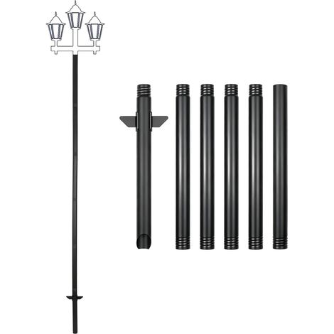 Poteau de Lanterne de Jardin, Poteau d'éclairage Public, Support d'extérieur, Poteau de Fixation pour caméras de Surveillance, Panneaux, Lampes, etc. (Noir-6, 238 cm) (1/5)