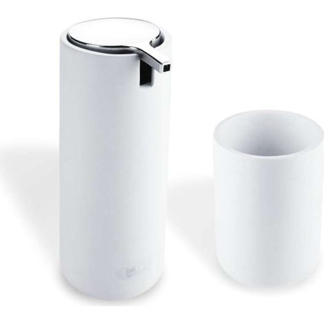 Nimco Omi - Dispensador de jabón y vaso de pie, blanco OM 1605831-05