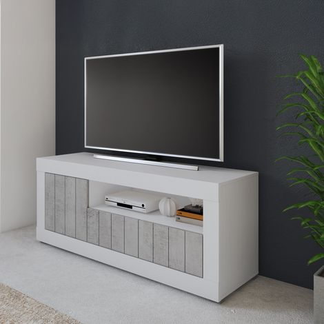 Mobile Porta tv Lucino, Cassetti, Ripiani, 3 Ante, 137x42x56h cm Bianco (1/4)