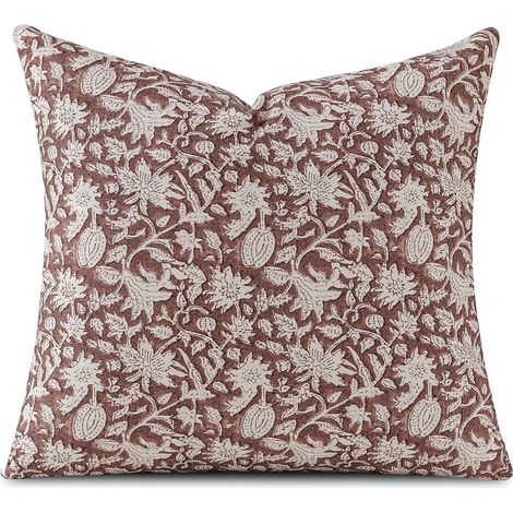 Juego de 1 funda de cojín decorativa con estampado floral para sala de estar, funda de cojín decorativa con estampado de bloques de estilo rústico y neutro para sofá. (1/5)