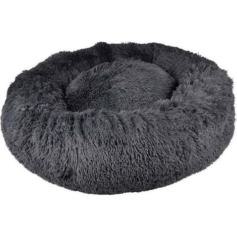 Coussin rond en fausse fourrure pour animaux - Gris anthracite - D 75 x H 24 cm - Livraison gratuite (1/5)