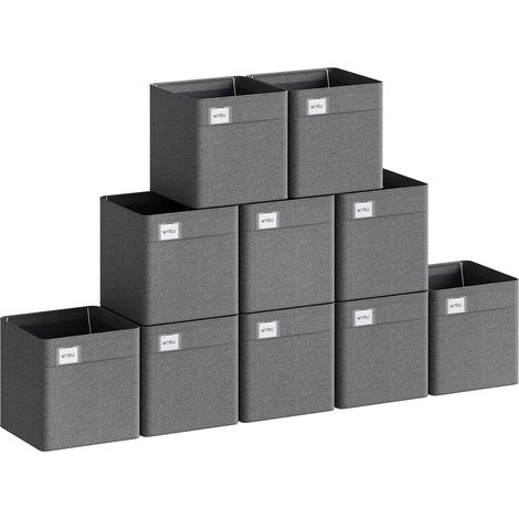WOLTU - Juego de 10 cajas de almacenamiento plegables de tela, 25 L, color gris oscuro