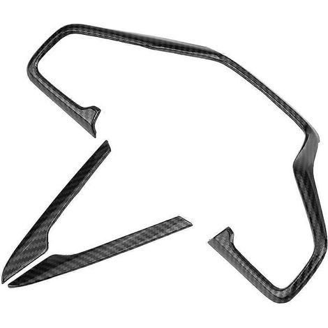 3pces garniture cadre volant fibre carbone style, adapté Honda Civic 10e génération 2016-2018, couvre-bordure décorative intérieure auto, pièce de rechange noire (1/4)