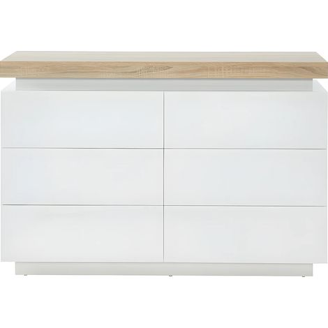 Vente-Unique – Commode enfant HALO II – 6 tiroirs – MDF laqué – Avec LEDs blanches – Longueur 120 cm – Hauteur 80 cm – Profondeur 40 cm (1/5)