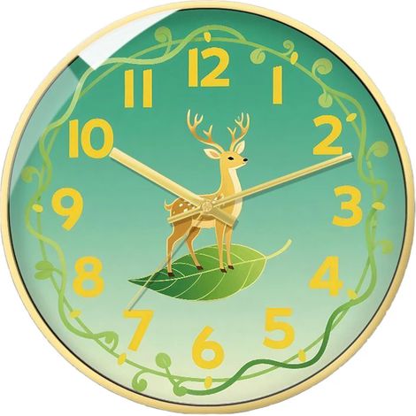 Horloge murale Cerf porte-bonheur (20 cm), horloge silencieuse, décoration murale inspirée de la forêt, cadeau original (1/5)
