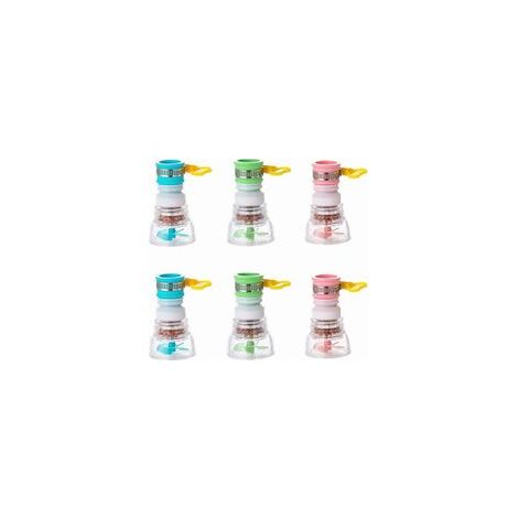Mini Filtre à Eau pour Robinet, 6 Pièces Filtre à Eau pour Robinet de Cuisine,Filtration Minérale Active, Adaptée aux Robinets Pliants de Cuisine, Baignoire et Douche (Rose, Bleu, Vert) (1/5)