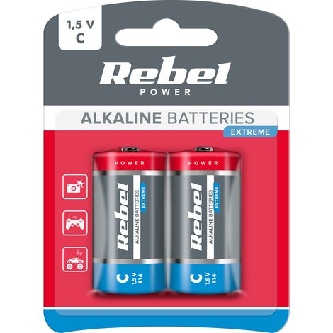 2 batterie alcaline Rebel Extreme LR14 R14 C