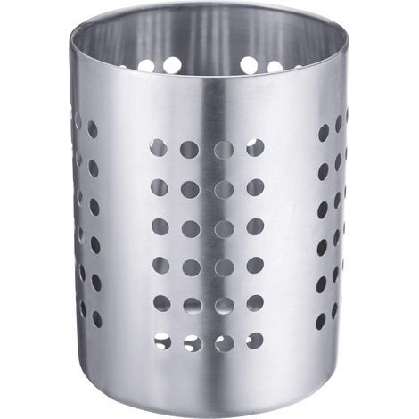 Besteck-Abtropfgestell/Utensilienhalter, rund, Durchmesser: 10 cm, Höhe: 13 cm, Edelstahl, Silber (1/5)