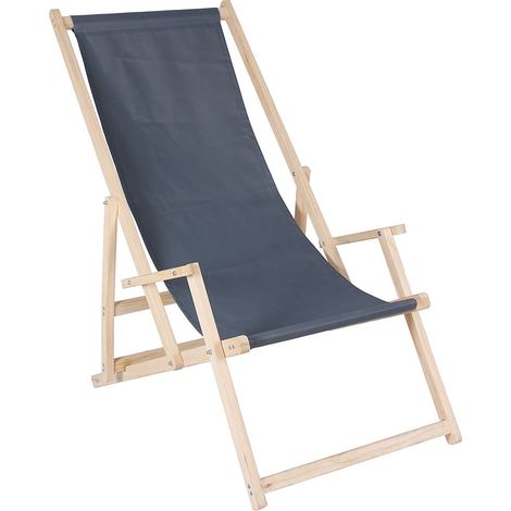 sedia da spiaggia con bracciolo divano in legno sdraio giardino prendisole lettino da pieghevole - antracite