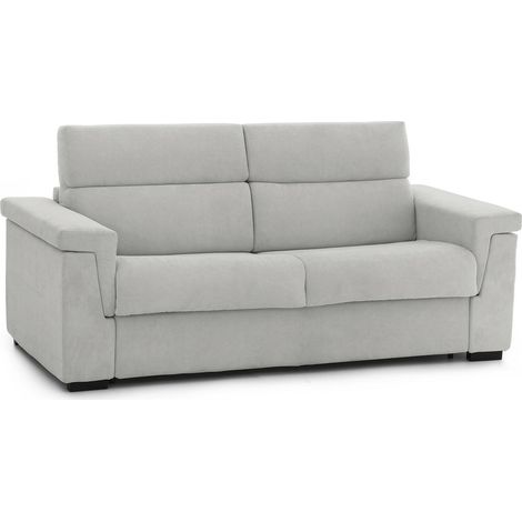 Divano Letto 3 Posti Nus, Sfoderabile, Contenitore Made in Italy, Lavabile, 225x95 cm Grigio Chiaro