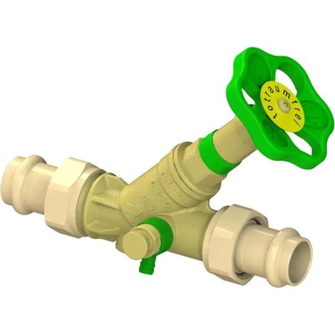 JS Valvola KFR, con raccordo a pressare (filetto esterno) MULTI, con scarico, con albero non crescente, DN20, Diametro pressatura 22mm, certificata DVGW, 0016872200001