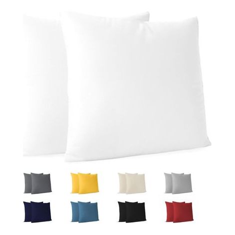 Dreamzie Kissenbezüge 65 x 65 cm (2er-Set) – 100 % Baumwolljersey, 150 g/m² – Weiß – Kissenbezug 65 x 65 cm – Strapazierfähiger und hypoallergener Kissenbezug für Kissen der Größe 65 x 65 cm (1/5)