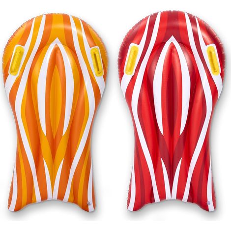 Lot de 2 Planches de Bodyboard gonflables pour toboggans Aquatiques, Planches de Surf gonflables pour Piscine, flottants pour Piscine, Jouet Aquatique d'été pour Enfants(Rouge et Orange) (1/5)