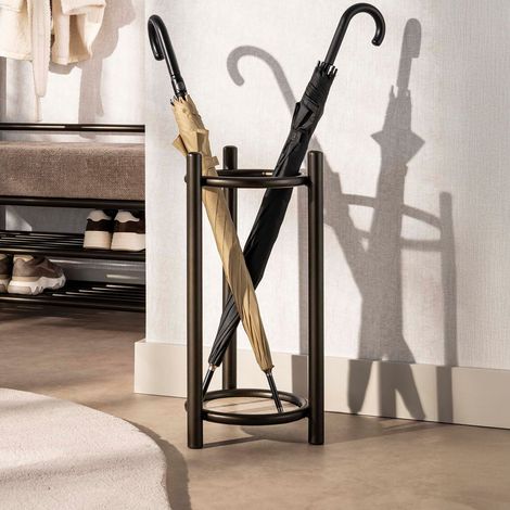 Porte-parapluie 30x60 cm effet travertin et métal bronze - KIJU (1/4)
