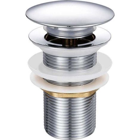 Bonde Lavabo Pop-up - Laiton Chromé - Pour Évier Sans Trop-plein - Raccord G1-1/4 - 1 Pièce (1/5)