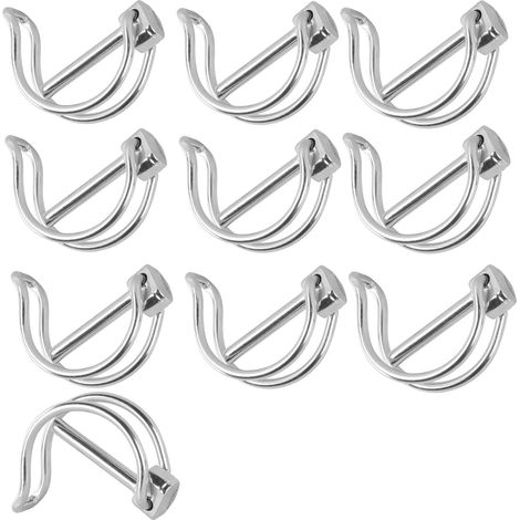 Goupille clip pour tube 10 pièces, goupille de 10x70 mm, avec verrouillage à ressort, goupille zincuée, cheville de sécurité, pour ferme, pelouse, jardin (1/5)