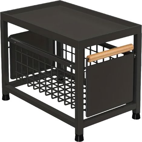 Organiseur de cuisine peu encombrant noir avec tiroir amovible et étagère supérieure en fer, multifonction pour sous-évier, garde-manger et salle de bain, facile à monter, robuste et compact (1/5)