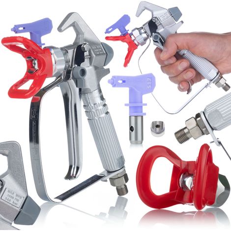 Rosfix Set UltraSpray PaintMaster PM1 – Farbspritzpistole mit Düse 517 & Filter  3000 psi, 1/4" Anschluss, 7/8" Kopfgewinde  Für Acryl, Latex, Emulsion  Lackierzubehör