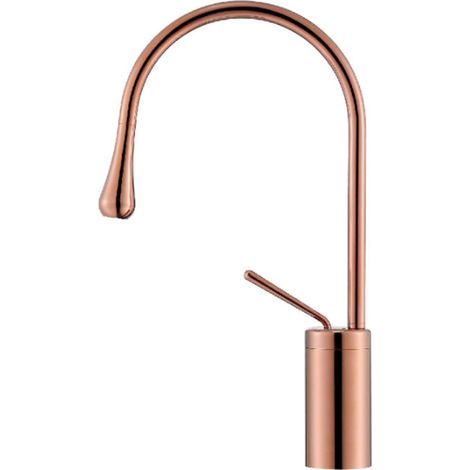 Robinet de salle de bain mitigeur lavabo demi-haut rotation 360 degrés moderne cygne Rose doré (1/5)