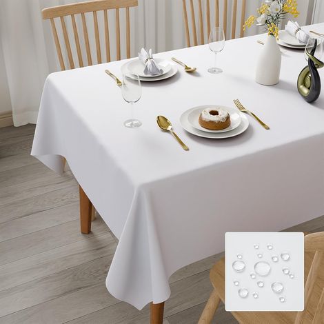 Nappe Rectangulaire Blanche Imperméable en Polyester, 140 x 250 cm (1/5)