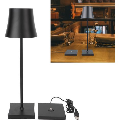 LED-Schreibtischlampe aus Aluminiumlegierung mit Ladestation, wasserdicht, Touch-Dimmer, Metalltischlampe, Bar-/Wohnzimmer-/Leselampe. (1/5)