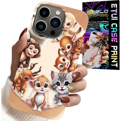 Custodia per iPhone 15 Pro - retro per bambini con animali della foresta (1/5)