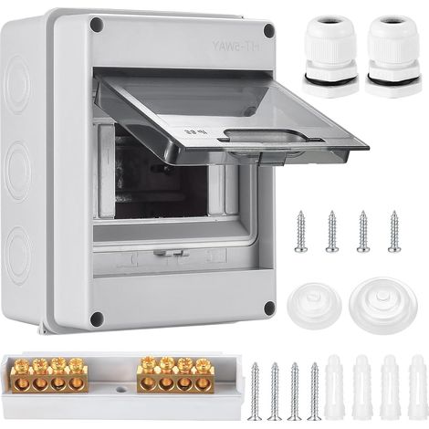 Coffret Electrique Etanche Exterieur IP65, 5 Modules Boite de Boitier Etanche Electrique, Boitier de Jonction, Armoire de Contrôle ABS de Surface en Plastique (1/5)