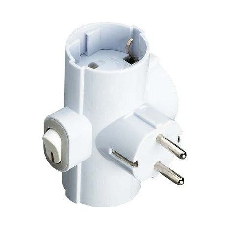 Clavija triple con interruptor luminoso