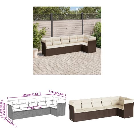 6-tlg. Garten-Sofagarnitur mit Kissen Braun Poly Rattan - Gartengeset - Gartenmöbelset - Rattan Möbel - Lounge Set - Gartenlounge - Home & Living (1/3)