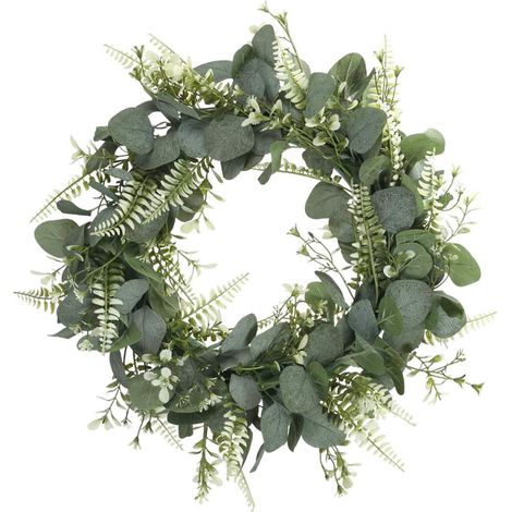 Couronne Eucalyptus Artificielle Verte 40 cm Décoration Murale Porte Printemps Intérieur (1/5)